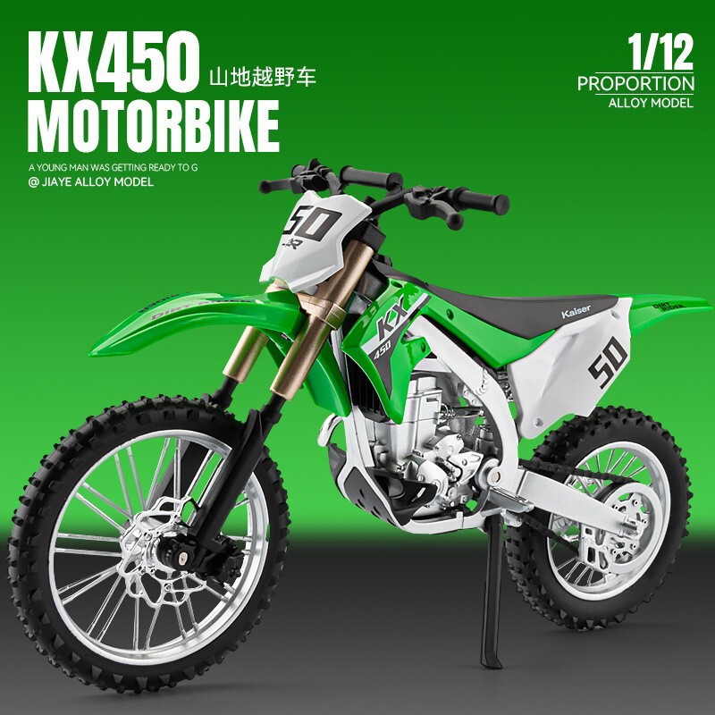 Boxed Jiaye 1:12 Chuanqi Kx450F Alloy Motorcycle Model Simulation Mountain Off-Road Vehicle Ornament