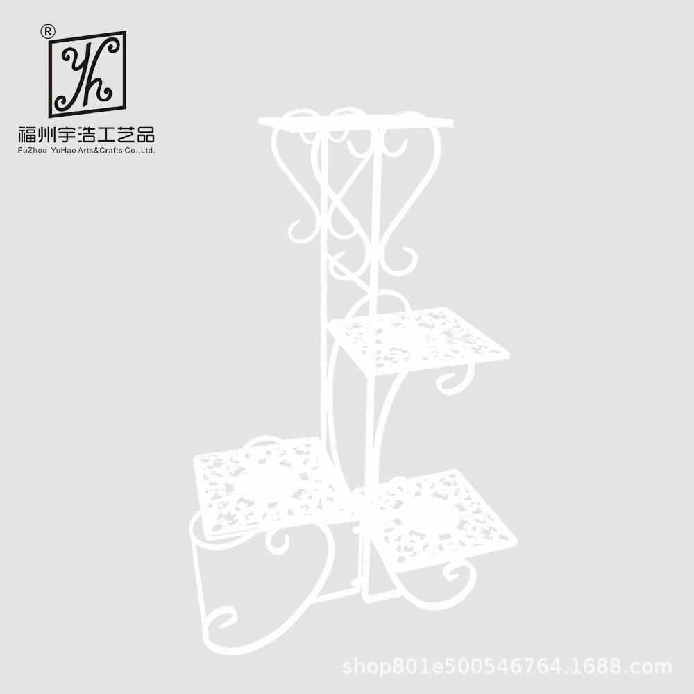 阳台户外庭院铁艺方形花板四层花架-白.jpg