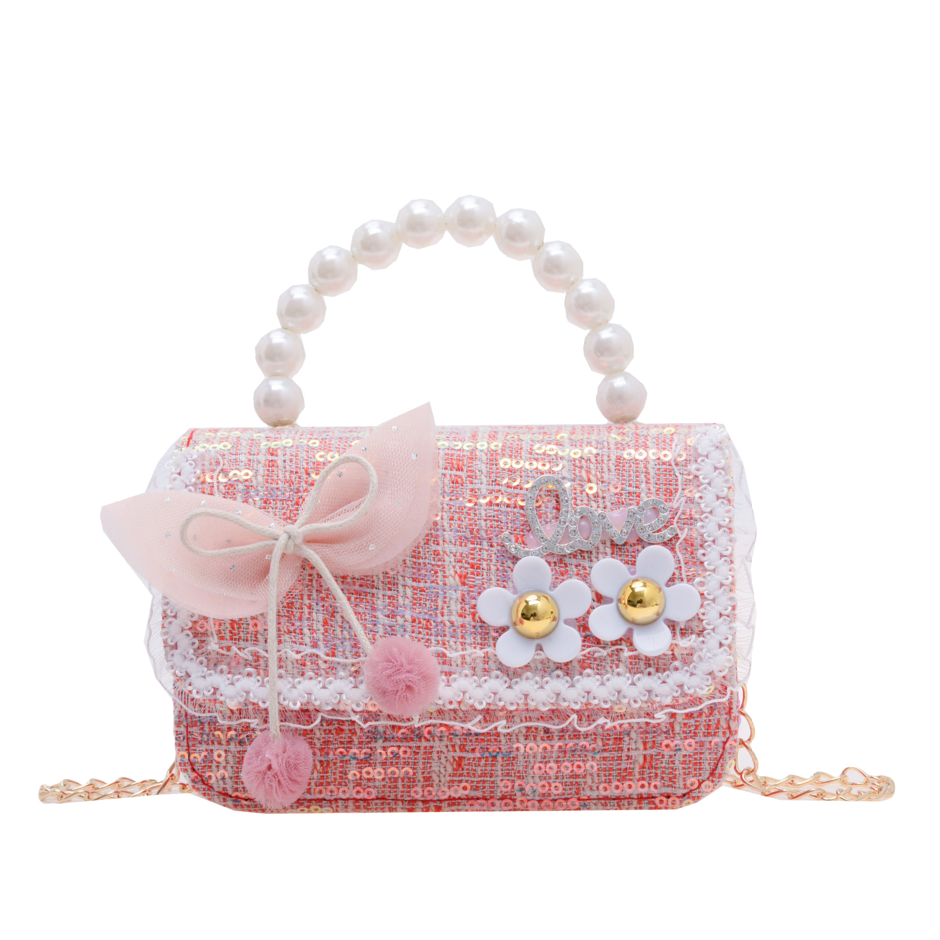 Bolso de hombro de los niños nuevo comercio exterior al por mayor bolso de La Perla de las niñas moda coreana pequeña princesa lentejuelas bolsa de mensajero