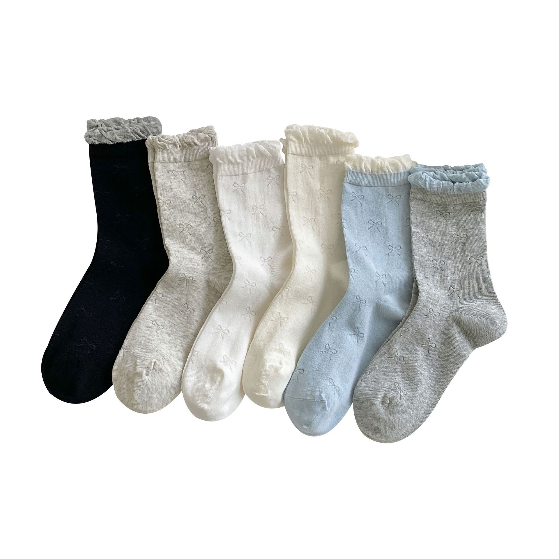 Calcetines sin huesos para niños Calcetines de tubo hueco fino de verano con lazo Calcetines de mujer estilo ballet con boca de burbuja Calcetines de pila de encaje