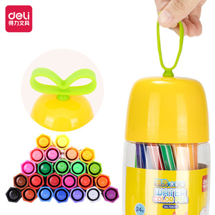 Deli Washable Watercolorful Pen Young Kidsren Student Painting Set 24 Colors 12 Colors Graffiti Hand-Painted Colorful Pen