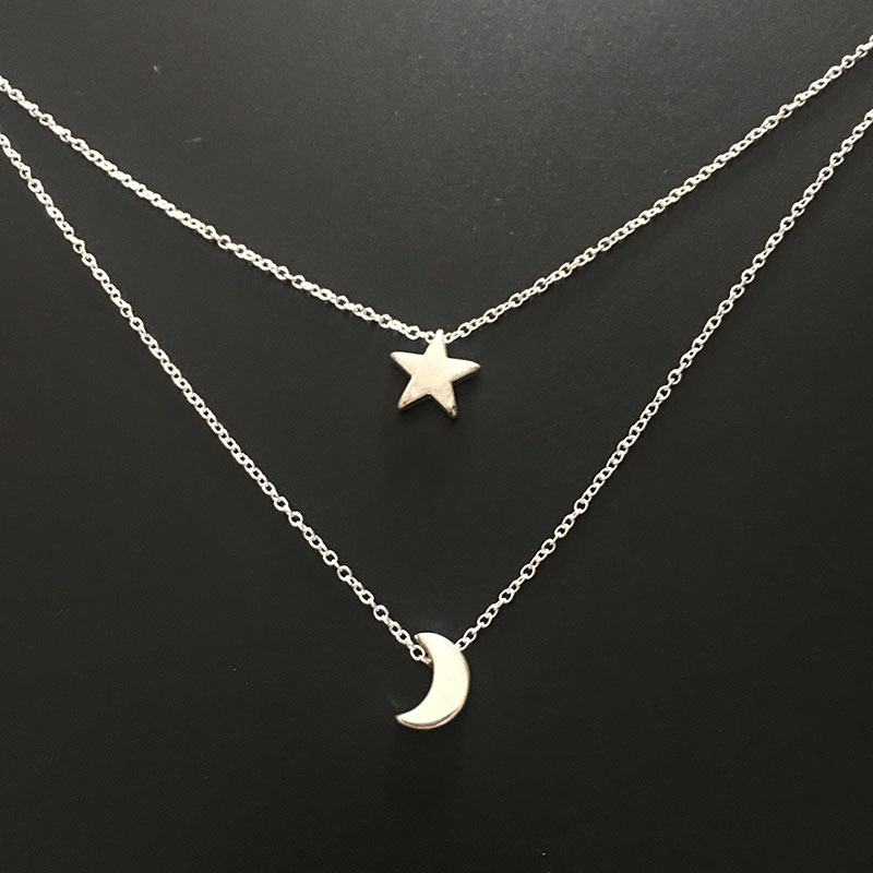 Collar de estrella y luna, estilo minimalista, para mujer – Producto transfronterizo europeo