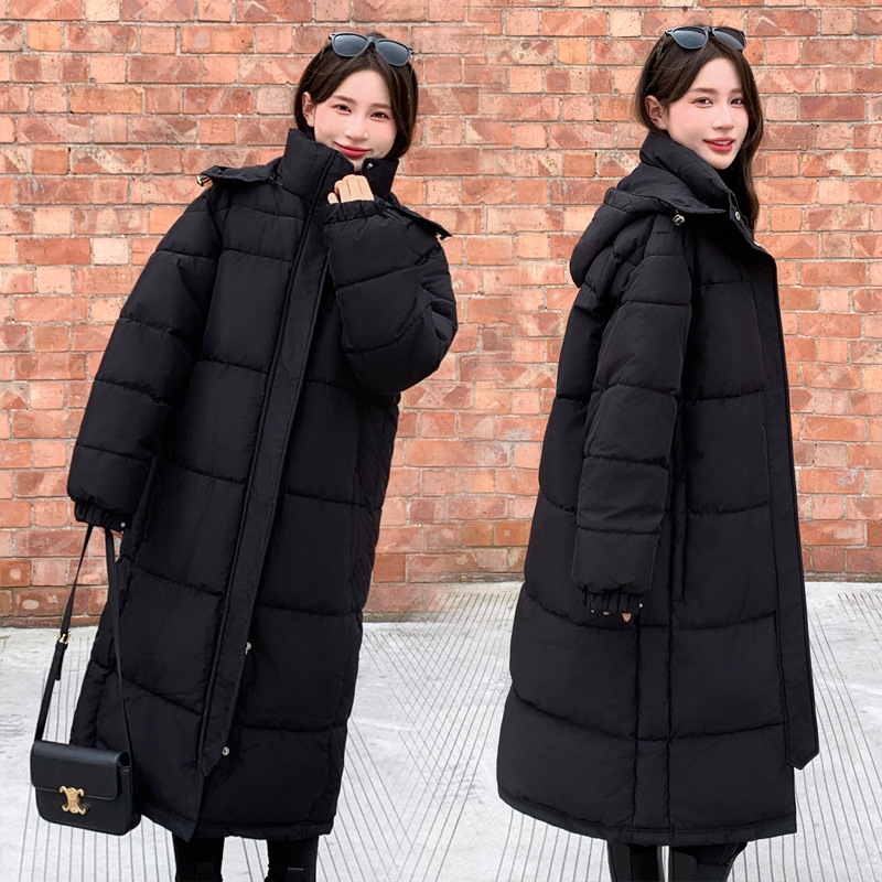 Europa y América ropa de algodón de estilo femenino sobre la rodilla suelta estilo coreano de pan de estilo de Hong Kong ropa de algodón 2024 nueva chaqueta de algodón de moda