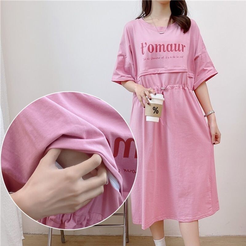 New Summer Style Over-The-Knee Nursing Dress with Short Sleeves, Loose Fit for Postpartum Outings, Plus Size Nursing Dress for Breastfeeding New Summer Style Over-The-Knee Nursing Dress with Short Sleeves, Loose Fit for Postpartum Outings, Plus Size Nursing Dress for Breastfeeding