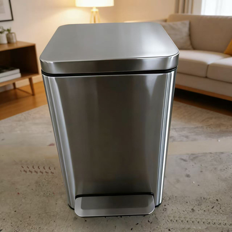 Square Trash Can Pedal Bathroom Room Kitchen Stainless Steel Lid Commercial Hotel Office Large Household Square Trash Can Pedal Bathroom Room Kitchen Stainless Steel Lid Commercial Hotel Office Large Household