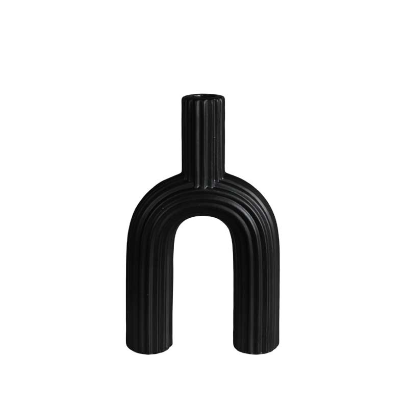 Decoración de jarrón de cerámica blanca y negra, decoración de flores secas de moda creativa moderna, mesa de comedor, decoración del hogar de la sala de estar