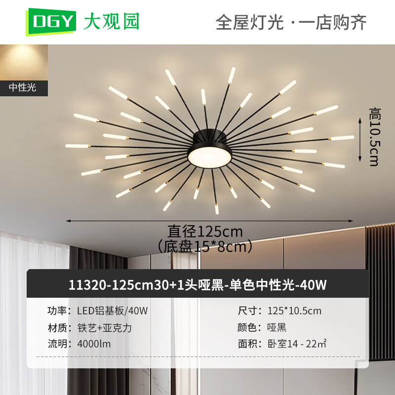 Luz de sala de estar nueva lámpara de fuegos artificiales creativa moderna lámpara de techo de dormitorio minimalista lujoso lujoso lujoso luz de sala de estar L002