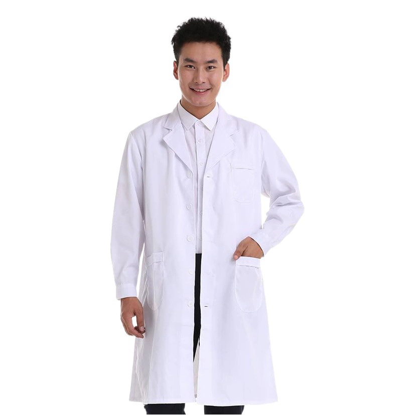 Белое пальто с длинными рукавами из чистого хлопка, униформа врача на пуговицах, студенческая химия, лаборатория, женская униформа медсестры, комбинезон с принтом