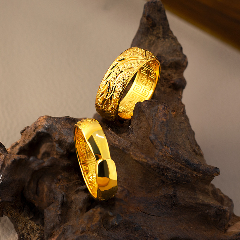 Vietnam sand gold couple ring does not fade for a long time men's and women's pair ring glossy star bag thick gold ring a pair of gifts