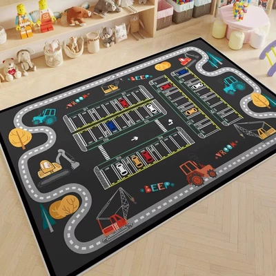 Avtomobil döşəmə paspasları — Room Balcony Large Size Baby - city-simulation-parking-space-80x120cm-crystal-velvet-floor-mat