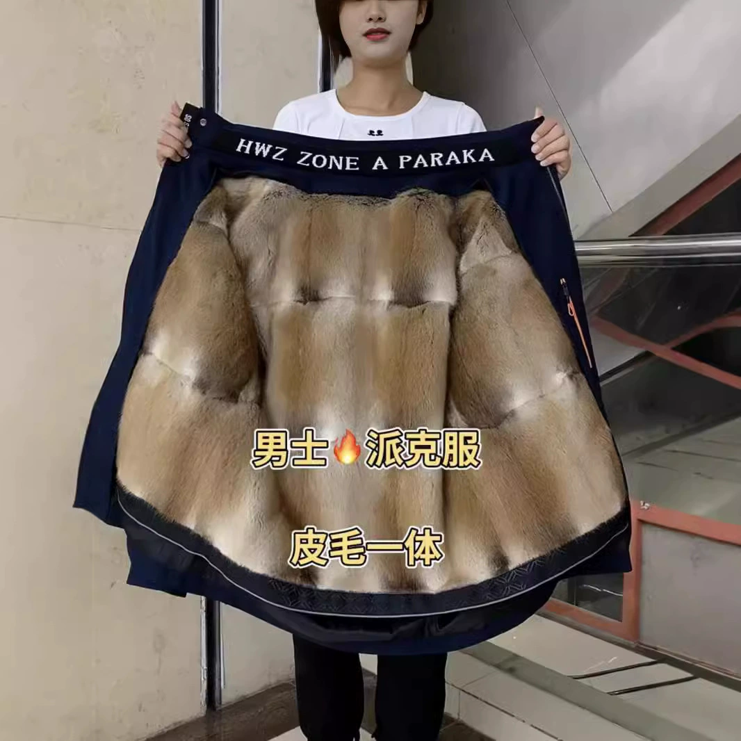 Новая мужская зимняя парка со съемной норковой подкладкой, утолщенное пальто средней длины.