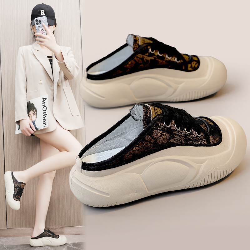 Zyxfl53 New Mesh Half For Women New Summer Trendy Casual Breathable Thick Sole Height Increasing Slippers_voghion.com