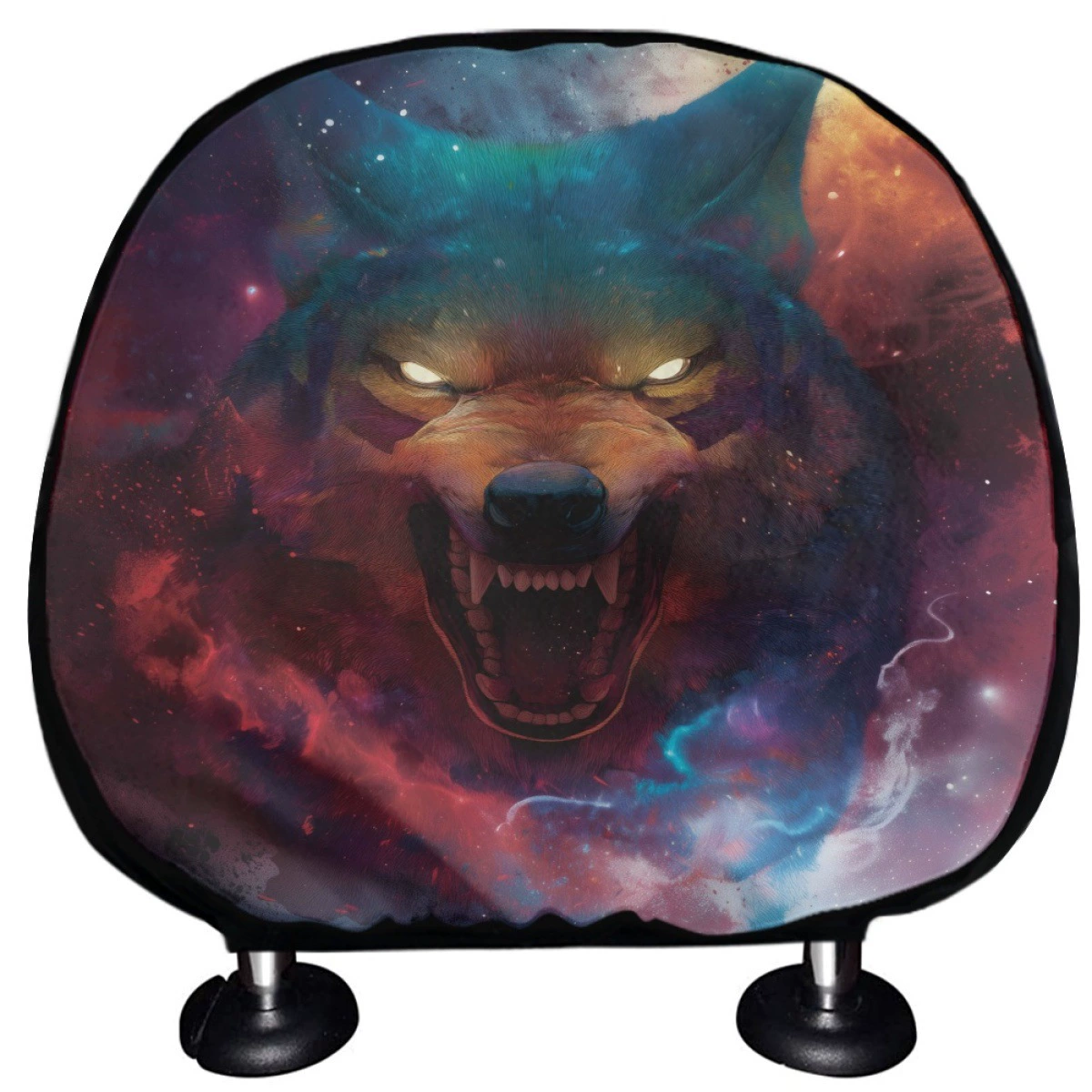 Чехол на подголовник автомобиля через границу, цельный полиэстер, удобный и дышащий, доступны несколько цветов, крутое животное-волк