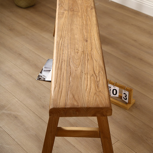 Long Bench, Retro Short Stool, Dining Table Double Stool, Solid Wood Shoe Changing Stool, Old Elm Adult Low Stool, Bench for Home Use