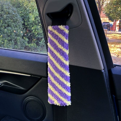 Female Doll Cute Couple, Seat belt shoulder pad - dopamine-purple-and-yellow-stripes