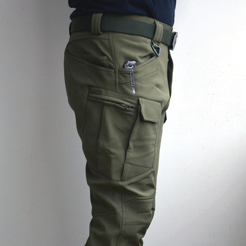Autumn/Winter IX7 Tactical Pants Camouflage Softshell Men's Windproof Waterproof Hiking Pants Thermal Fleece-lined Work Pants