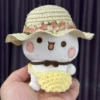 (baby not included) Cream yellow satchel + wavy hat