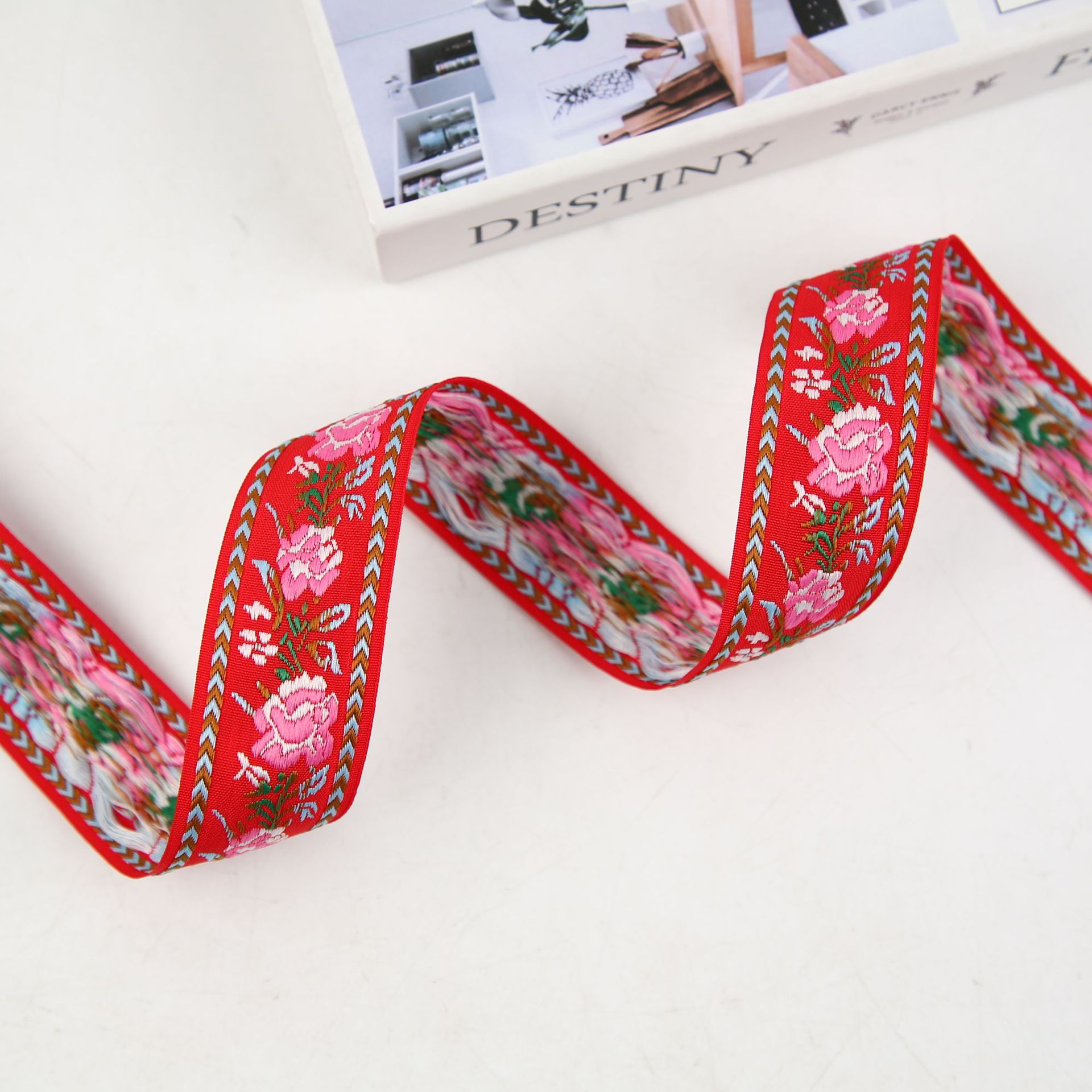 3cm Hanfu accessories Tang suit retro classic ethnic style jacquard webbing bow webbing