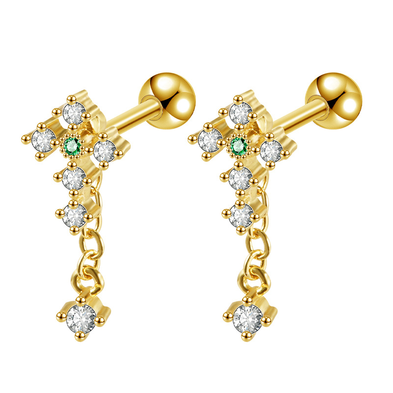 2023 New Geometric Cross Earrings for Men Women Stainless Steel Screw Back Ear Nails Fashion Jewelry Rose Gold detail image 9