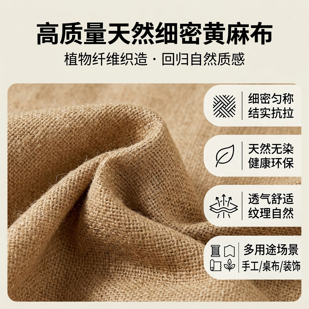 黄麻布面料粗麻布布料卷 麻袋片覆膜染色上浆装饰布艺黄麻桌旗