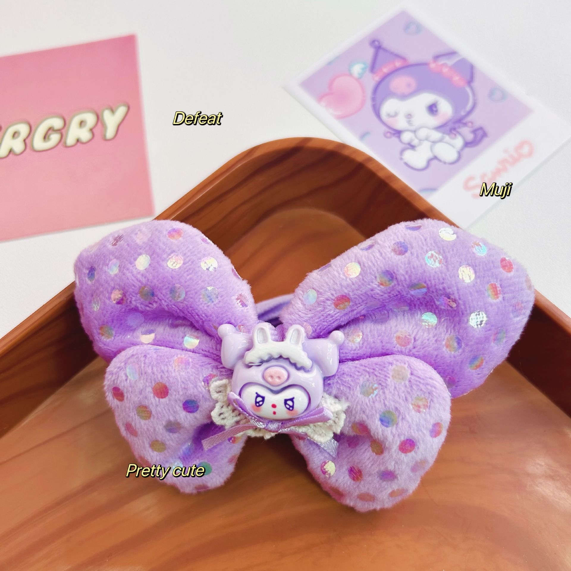 Niños anillo de cabello púrpura Kulomi otoño y invierno nuevo tela de lana correa de correa niña bola cabeza linda corda de cabello