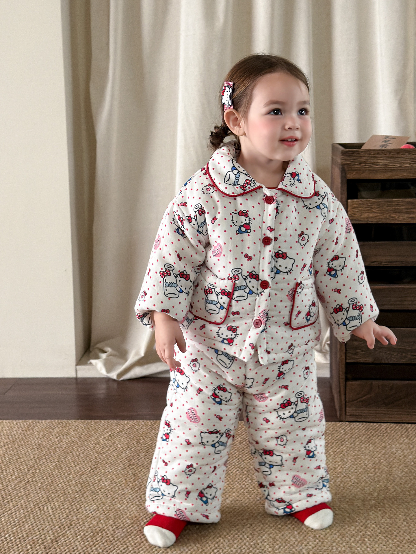 Sugar Pear ropa infantil pijamas de invierno para niños 2025 algodón grueso ropa doméstica para niñas ropa de bebé para niñas