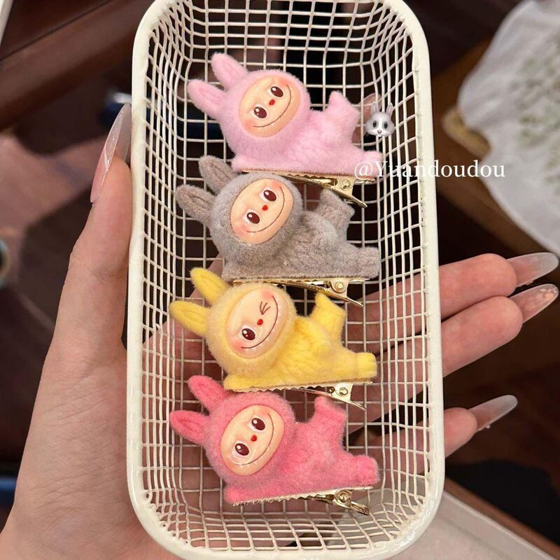 Labubu 小さな人形横たわるヘアピンかわいいガーリーハートサイド前髪クリップカモノハシクリップ漫画ヘアアクセサリー女の子のため|undefined