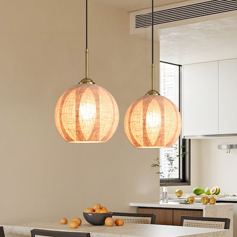 Sudeste de Asia retro lámpara de cristal comedor restaurante iluminación simple tienda creativa lámpara comercial japonés lámparas de lino