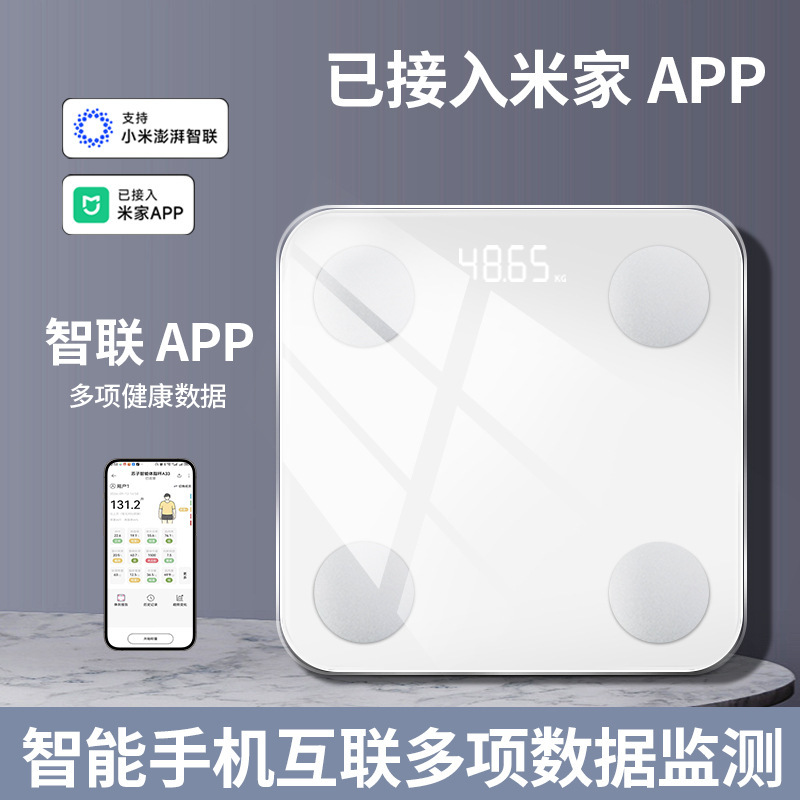 Electronic Scale, Small Rechargeable Body Fat Scale, Household Weighing Scale, Human Body Weight Scale, Smart Home Scale