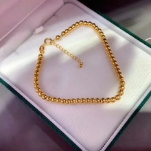 18k金珠珠手链au750女款2.5mm3mm金珠质感肖邦链饰品黄金工厂批发