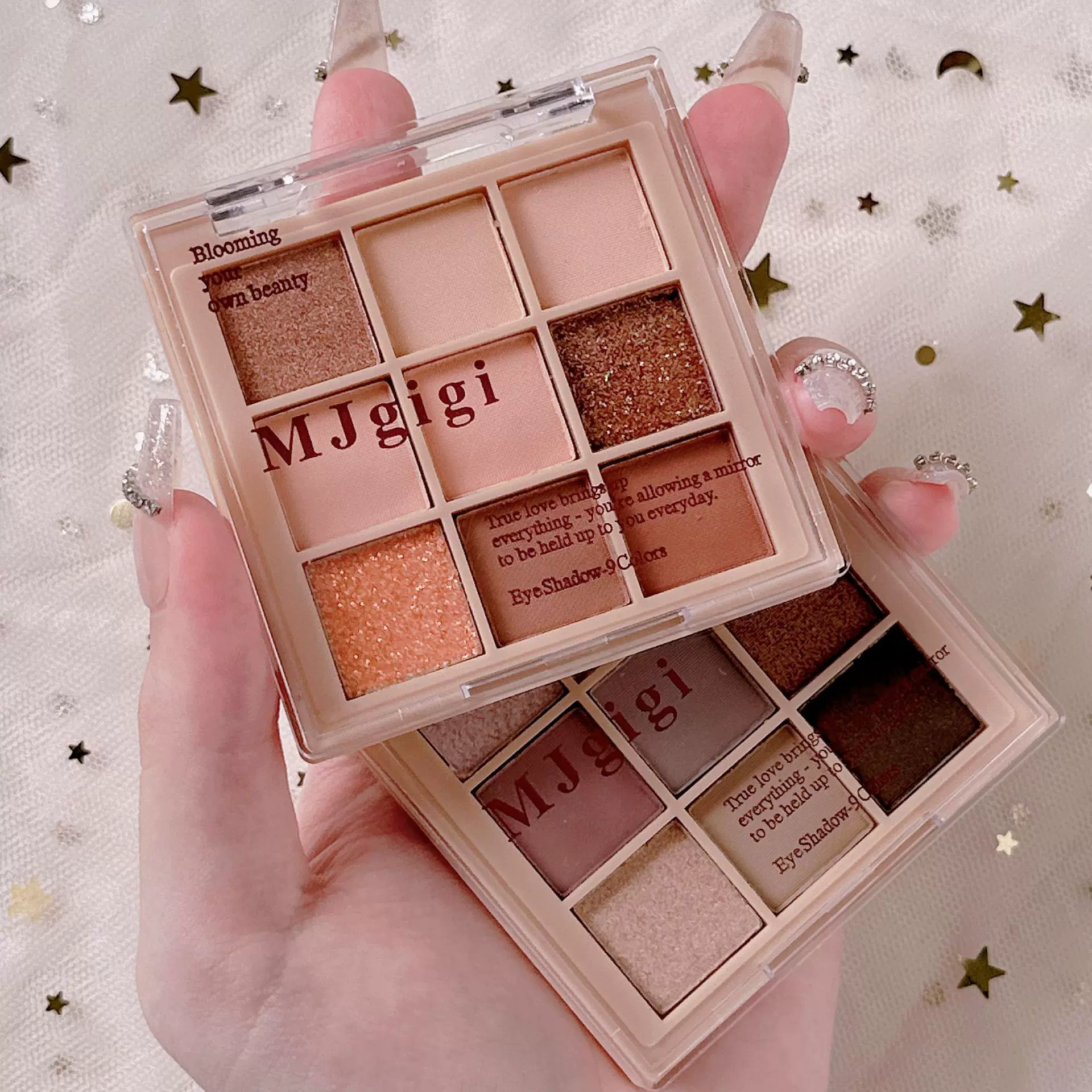 MJgigi透明九色眼影盘哑光珠光防水防汗9色眼影不晕染平价初学者