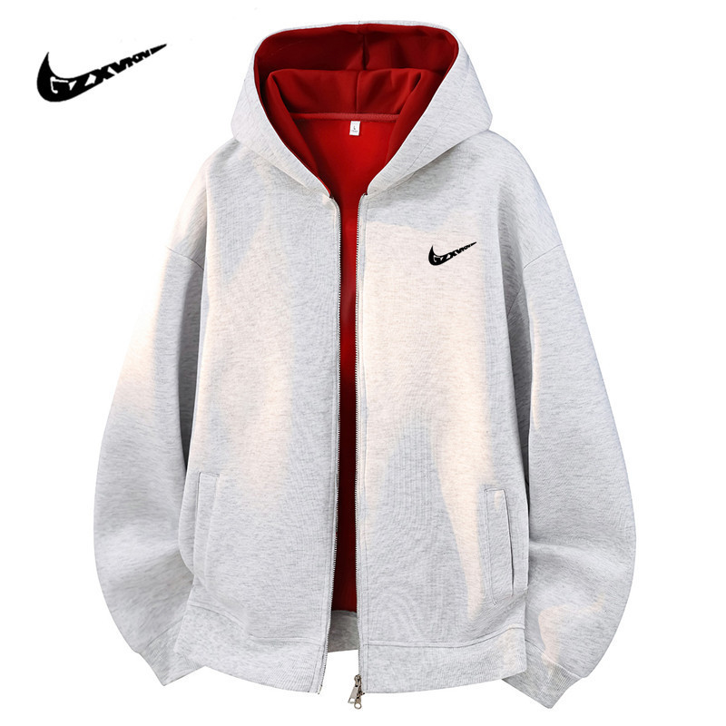 American retro zip-up sweatshirt for men, spring and autumn trendy brand, loose casual versatile couple's hooded top jacket for women American retro zip-up sweatshirt for men, spring and autumn trendy brand, loose casual versatile couple's hooded top jacket for women