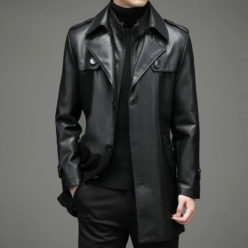 Осенняя демисезонная полиуретановая длинная coat, куртка для досуга