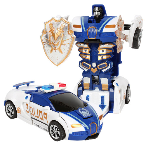 Wholesale children's collision deformation car toys, boys' inertial impact one-click deformation car, street stall night market gifts