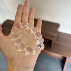 【泡泡珠】纯净体白水晶网红爆款泡泡珠手串人造白水晶牛鼻子孔手