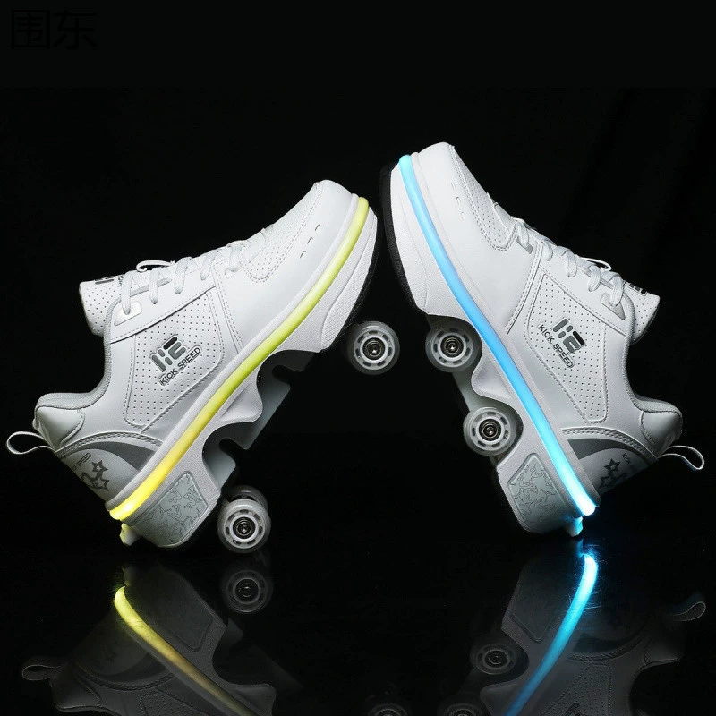 Обувь Heelys на четырех колесах, невидимые роликовые коньки, детская обувь на колесах, деформирующая обувь, дышащие фонари