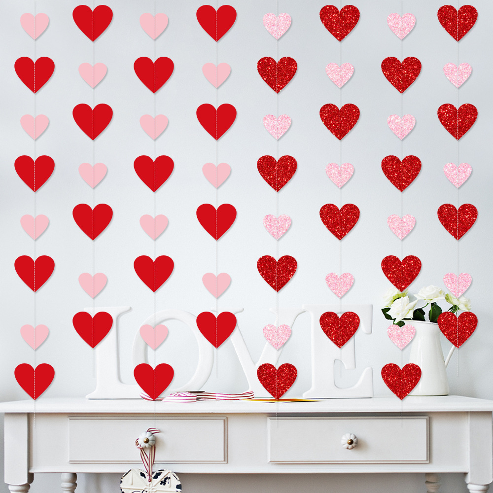 Día de San Valentín decoración de la habitación decoración de la boda suministros amor colgante bandera cadena pieza Día de San Valentín amor tire bandera corona