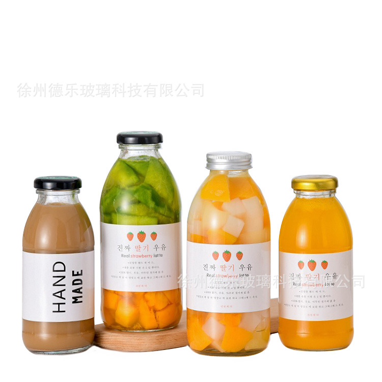300ml500ml广口铁盖饮料瓶果汁玻璃瓶牛奶奶茶奶昔包装瓶