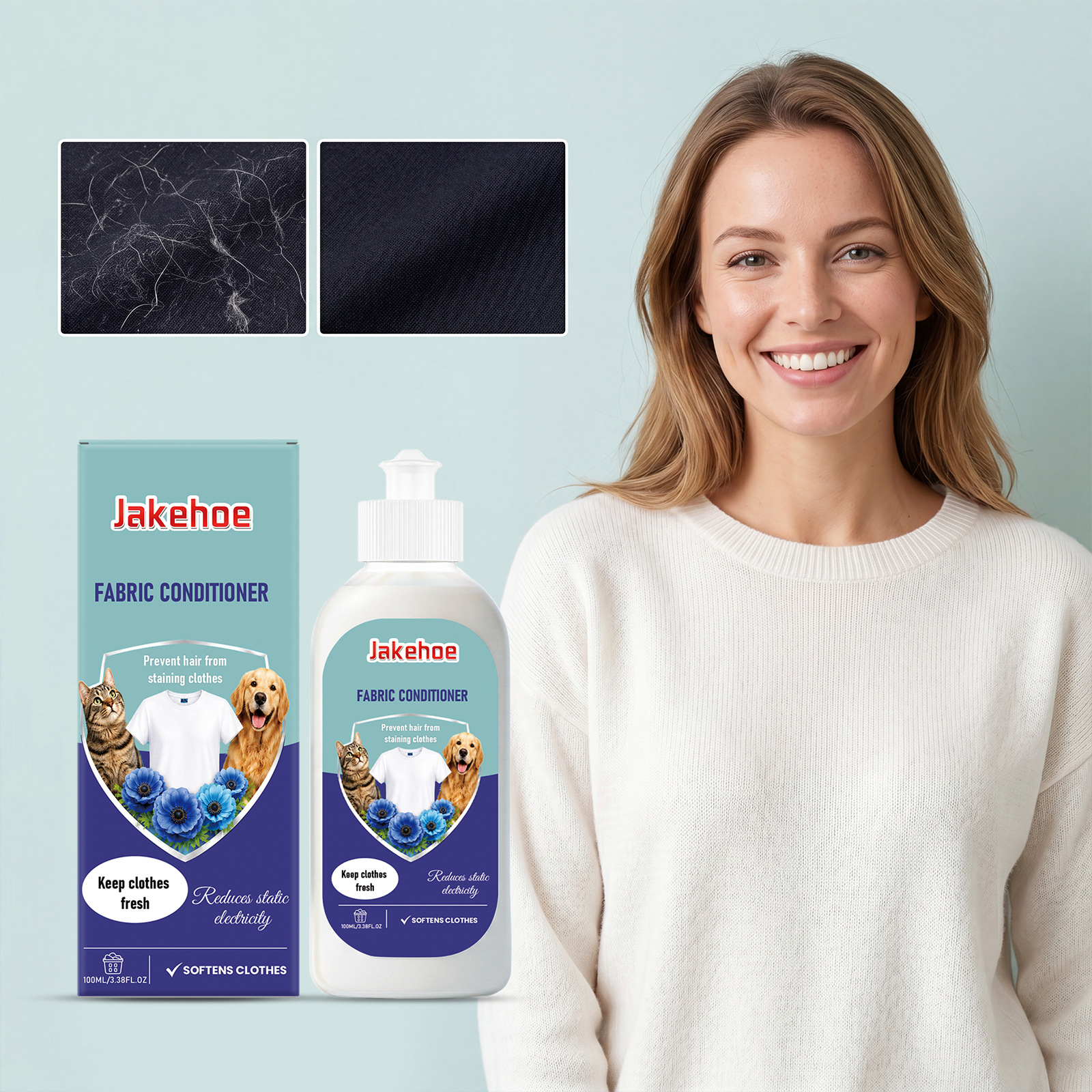 Jakehoe Fabric Softener Gentle Daily Cleaning Agent for Removing Oil Stains from Clothing Surfaces and Fabric Freshener