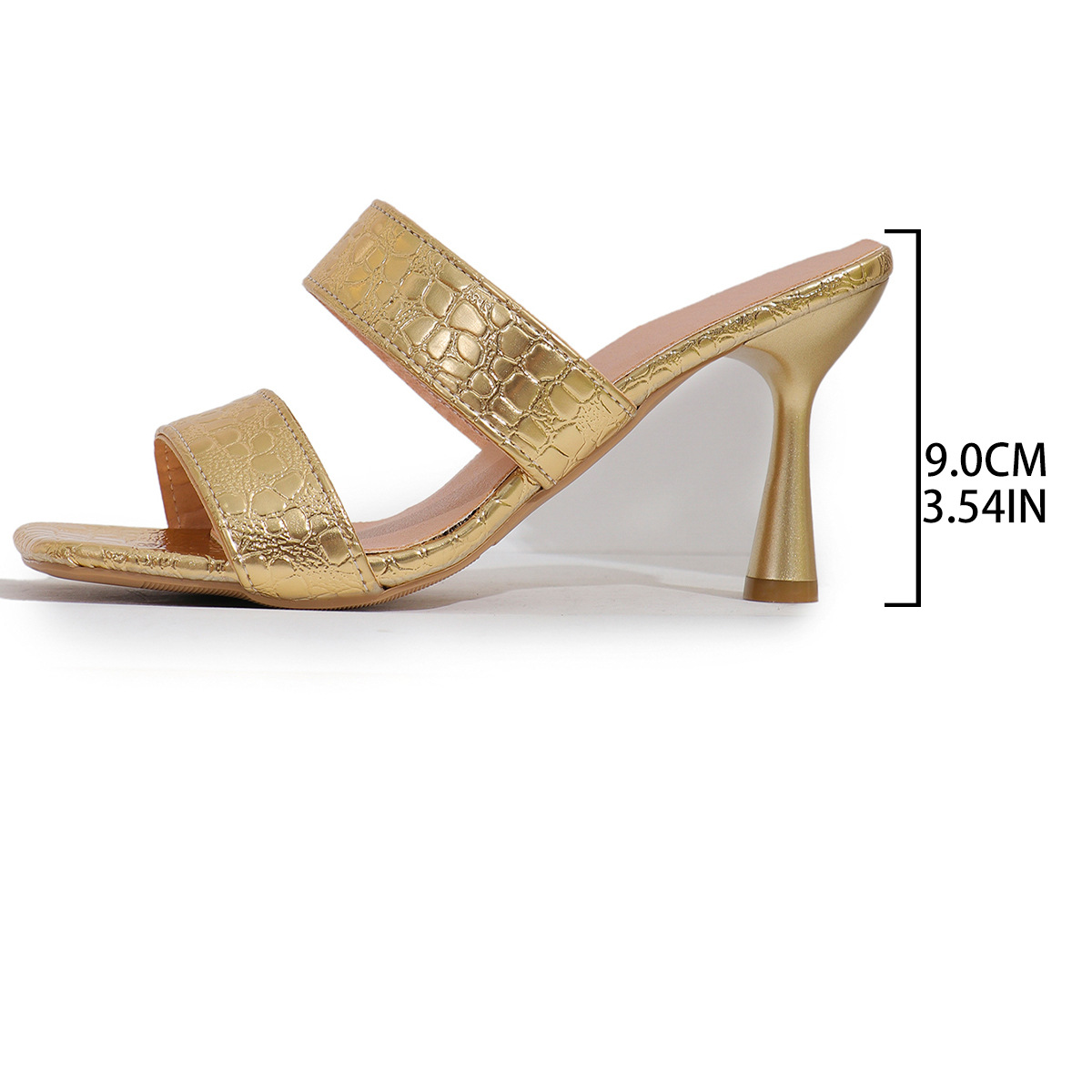 Square head solid color high heel slippers women African fashion one line sandals women Women Heels Slippers_autovado.com