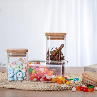 Custom Square Sealed Glass Storage Jar Kitchen Grain Storage Jar Candy Dried Fruit Sealed Jar Tea Jar
