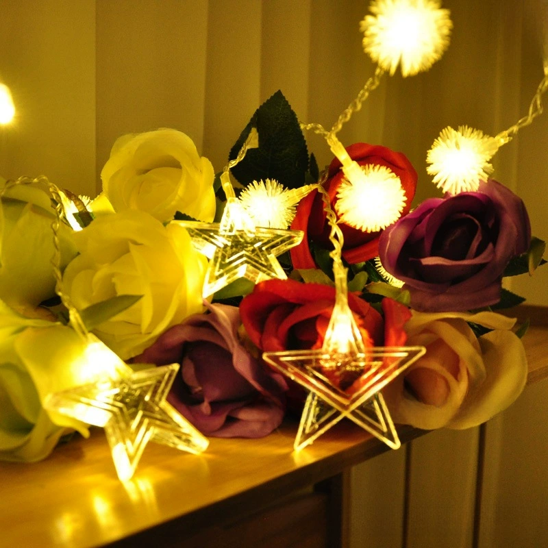 LED icicle light 6 cm five-pointed star pendant dandelion lantern string New Year lantern string