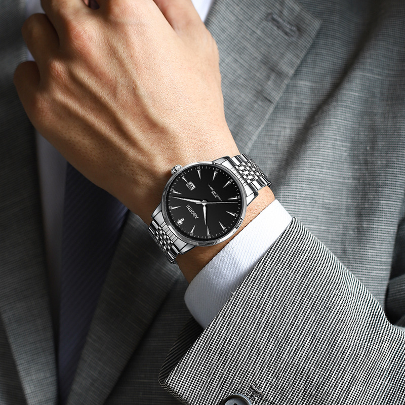 Asia Platini High end Quartz Waterproof Business Solid Steel Band Men's Watch_voghion.com