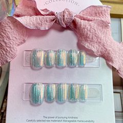 新款炫彩極光小清新仙仙獨角獸秀氣夢幻貓眼純手工光療穿戴甲