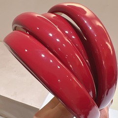 Retro Red Leather Headband for Women High Crown Hair Compressor Face Washing Anti-Slip Hair Tie Elegant Style Hair Decor