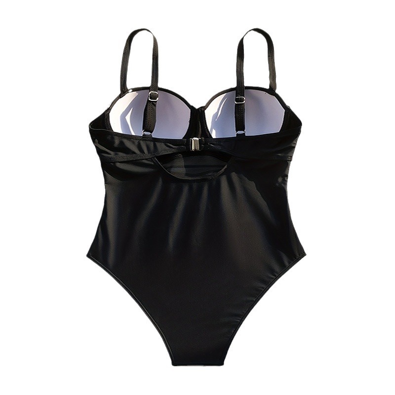 GraceChic GraceChic 2024 New Women's One-Piece Swimsuit Solid Color Simple High-End Drawstring Tummy Control Slimming Beach Bikini Swimwear_voghion.com