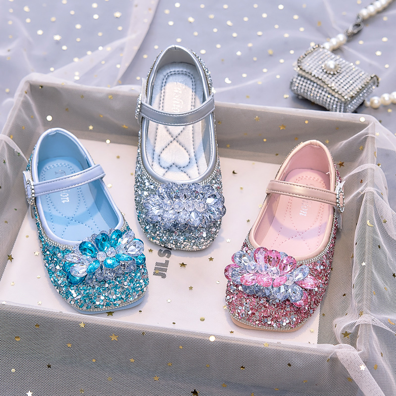 Zapatos de Cristal de Princesa para Niñas, Suela de Caucho, para Fiestas y Vestidos