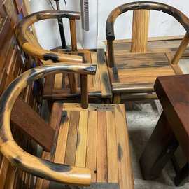 老船木茶桌椅组合船木圈椅沉船木椅子厂家批发全实木家具新中式椅