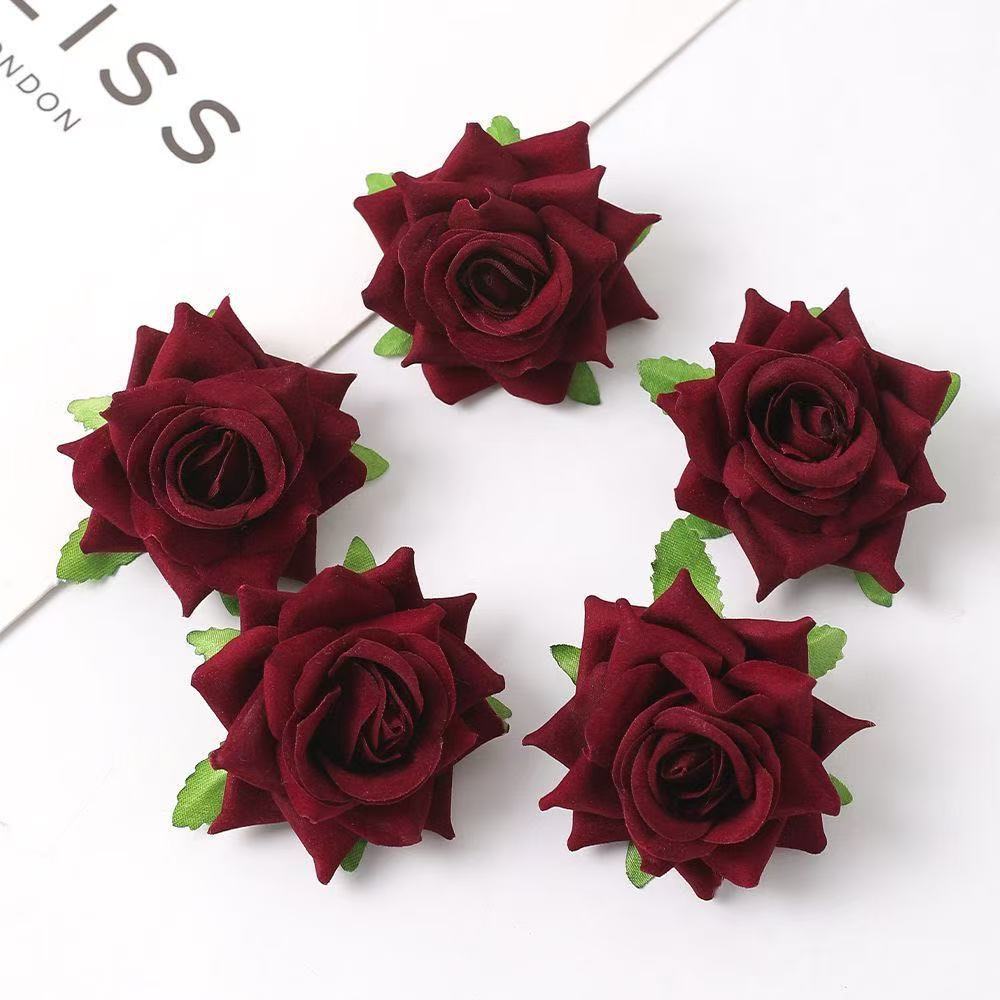Rosa de Terciopelo Artificial de Seda Alta Simulación para Escenas de Bodas y Arcos