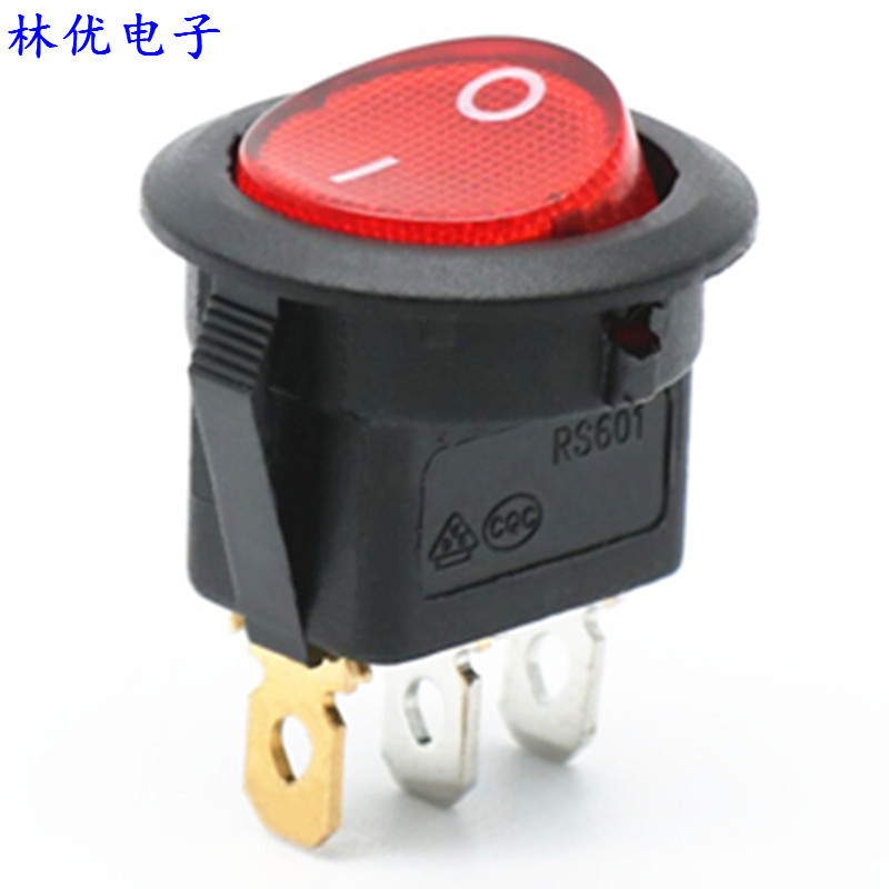 船型开关圆形带灯KCD1上圆下方外形尺寸23mKCD1圆形船型开关